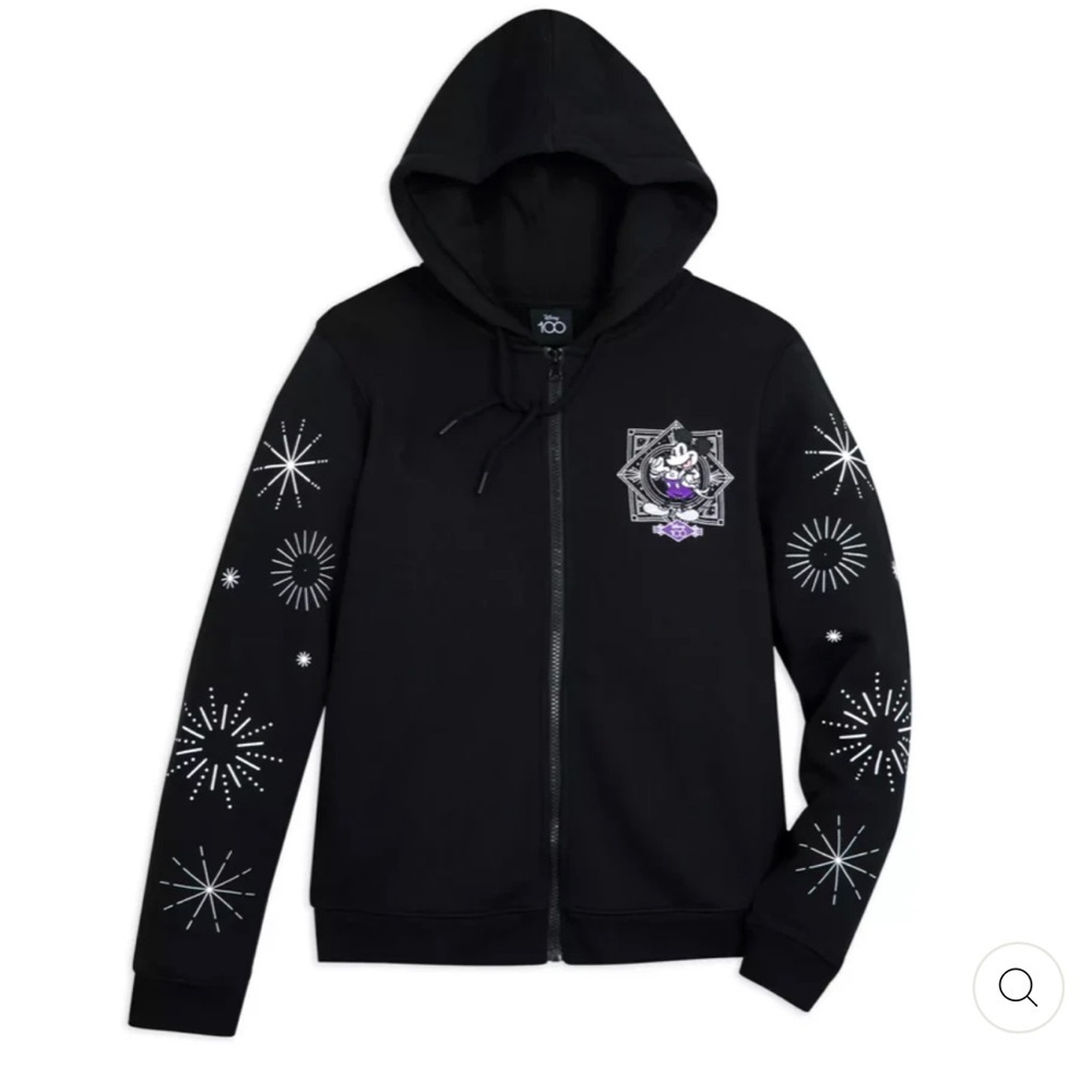 Rare Walt Disney 100th Anniversary Size Large Full Zip Hoodie Black Sweatshirt - Picture 2 of 10